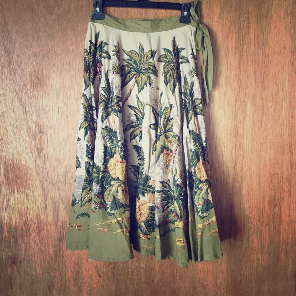 Anthropologie Golden Palms Skirt